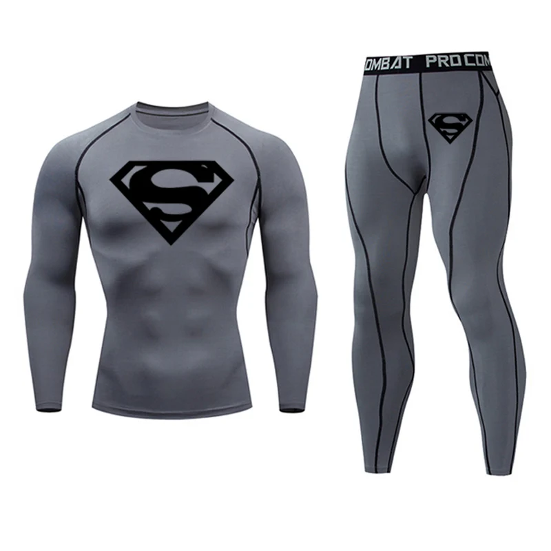 Winter Sports Fitness Clothing Long Johns Men 2-pc/Set Warm Shirt Leggings Thermal Underwear Track Sport Suits Jogging Suit 4xl