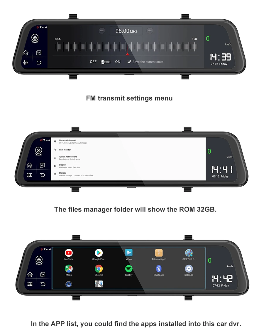 WHEXUNE 12 дюймов 4G Автомобильные видеорегистраторы ADAS Android 8,1 Dash Cam камера gps навигация FHD 1080P двойной объектив видео регистратор Dashcam