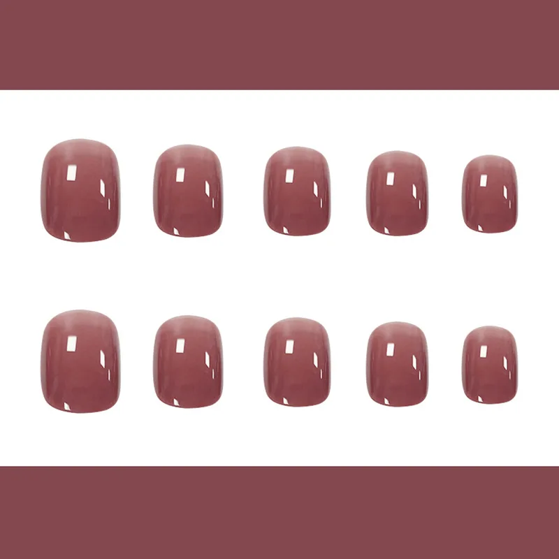 

Fake Nails Short Round Solid Color Nail Stickers Finished Nail Stickers 24 Pcs Nail Stickers With Glue CIN6 899