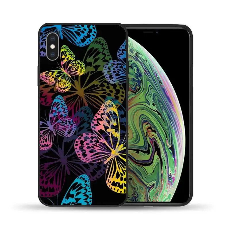 

Butterfly Dancing Girl Effect Phone Case For iphone 7 8 plus x xr xs 11 12 mini pro max Black Soft nax fundas cover