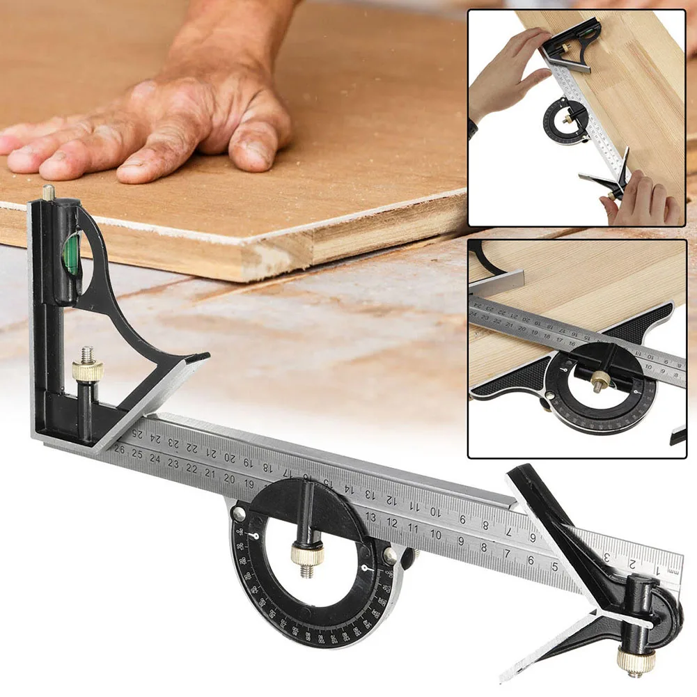 

Square Angle Ruler Protractor Straightedge Stainless Steel Measuring Tools for Woodworking Engineers Tool Combination