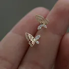 Женские полые серьги-гвоздики из стерлингового серебра 925 пробы с кристаллами в европейском простой асимметричный