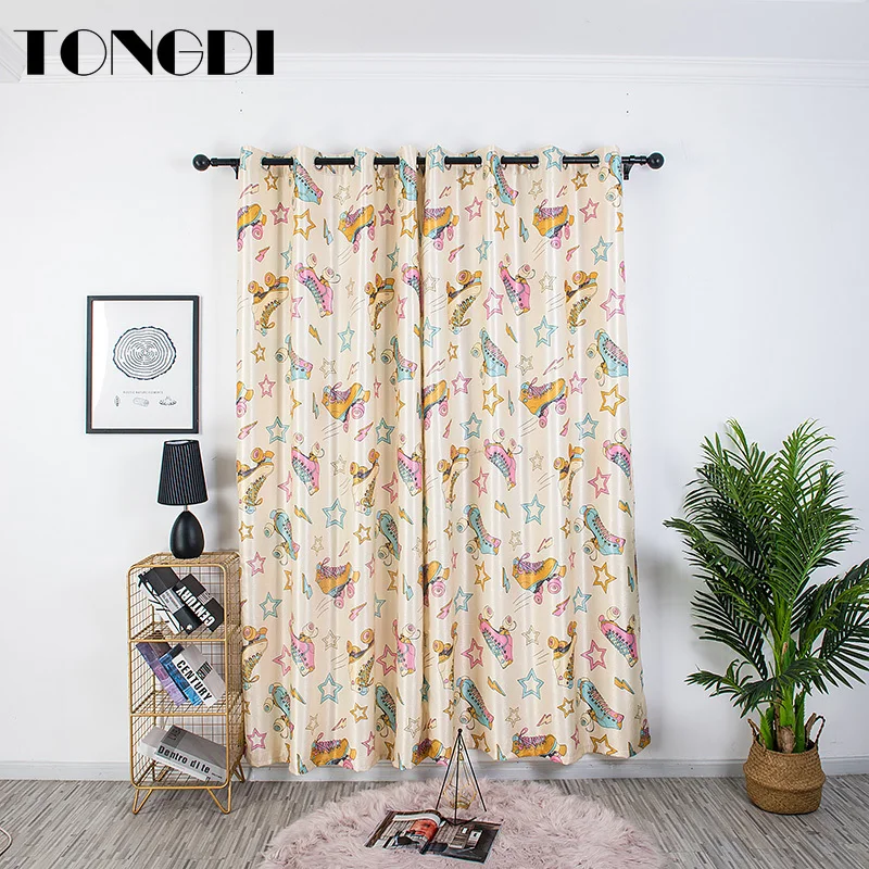 Светонепроницаемые шторы TONGDI Детские фланелевые с милым мультяшным принтом