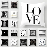 1pc nordic style black white geometric printing super soft velvet home decoration pillowcase car sofa cushion cover pillow case