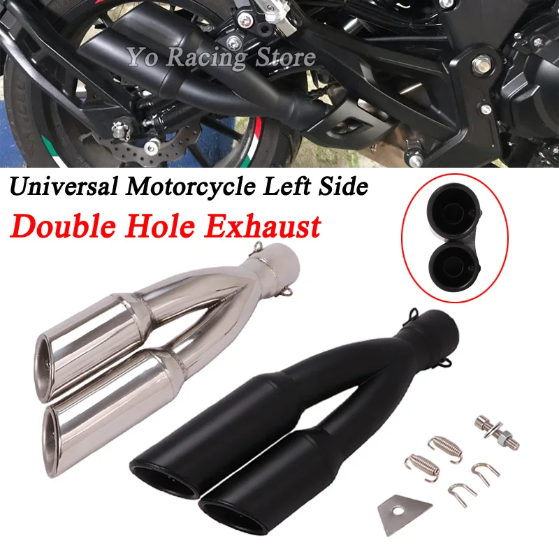 

Universal Left Right Motorcycle Exhaust Pipe Escape Silencer Modified 2 Holes Muffler DB Killer For Z1000 Ninja650 MT-03 R1 ATV
