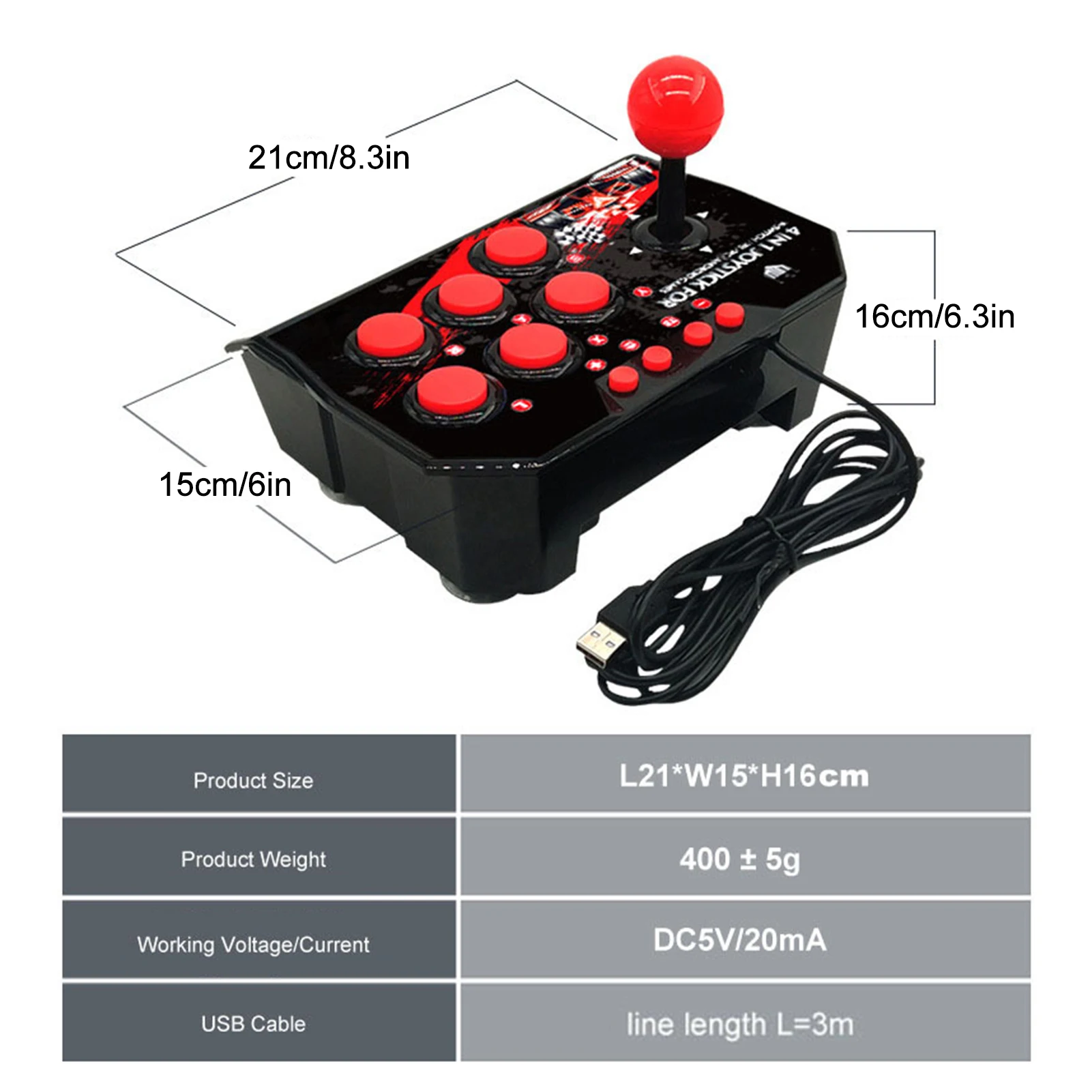 Ретро аркадная станция 4-в-1 USB проводной клавишный джойстик игровой контроллер