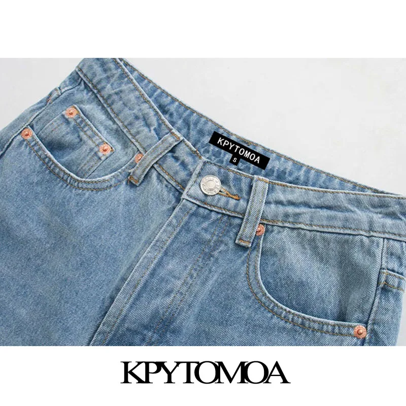 

KPYTOMOA Women 2020 Chic Fashion High Waist Straight Jeans Vintage Buttons Fly Pockets Denim Pants Female Ankle Trousers Jean