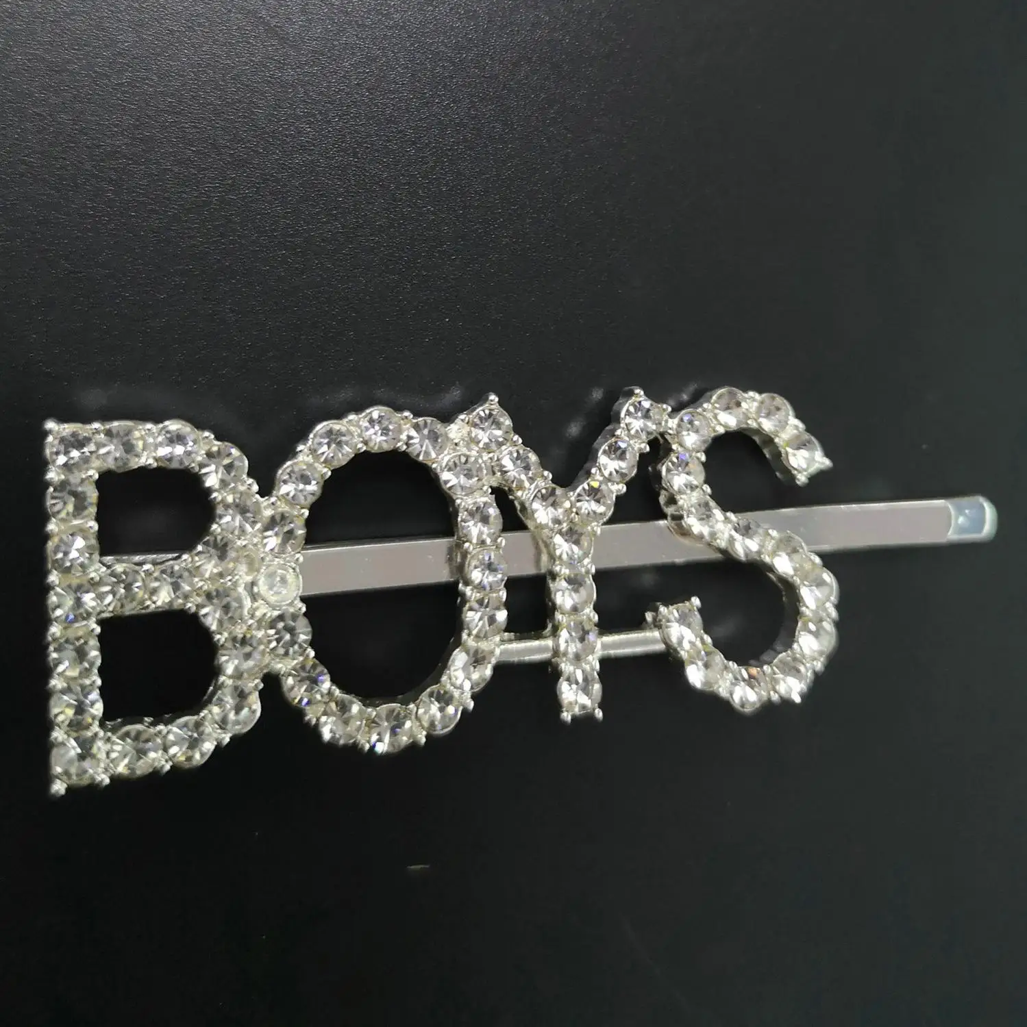 BOYS Свадебные буквы со стразами, заколки для волос, не скользящие, блестящие, металлические, серебристые, с именем, заколки для волос, шикарные свадебные аксессуары для волос - Окраска металла: BOYS