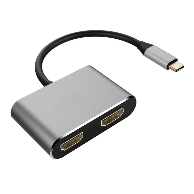 

Распределитель Type-C-HDMI USB3.1 HD 4K, двойной порт одновременного отображения типа C, соединительная линия концентратора два в одном