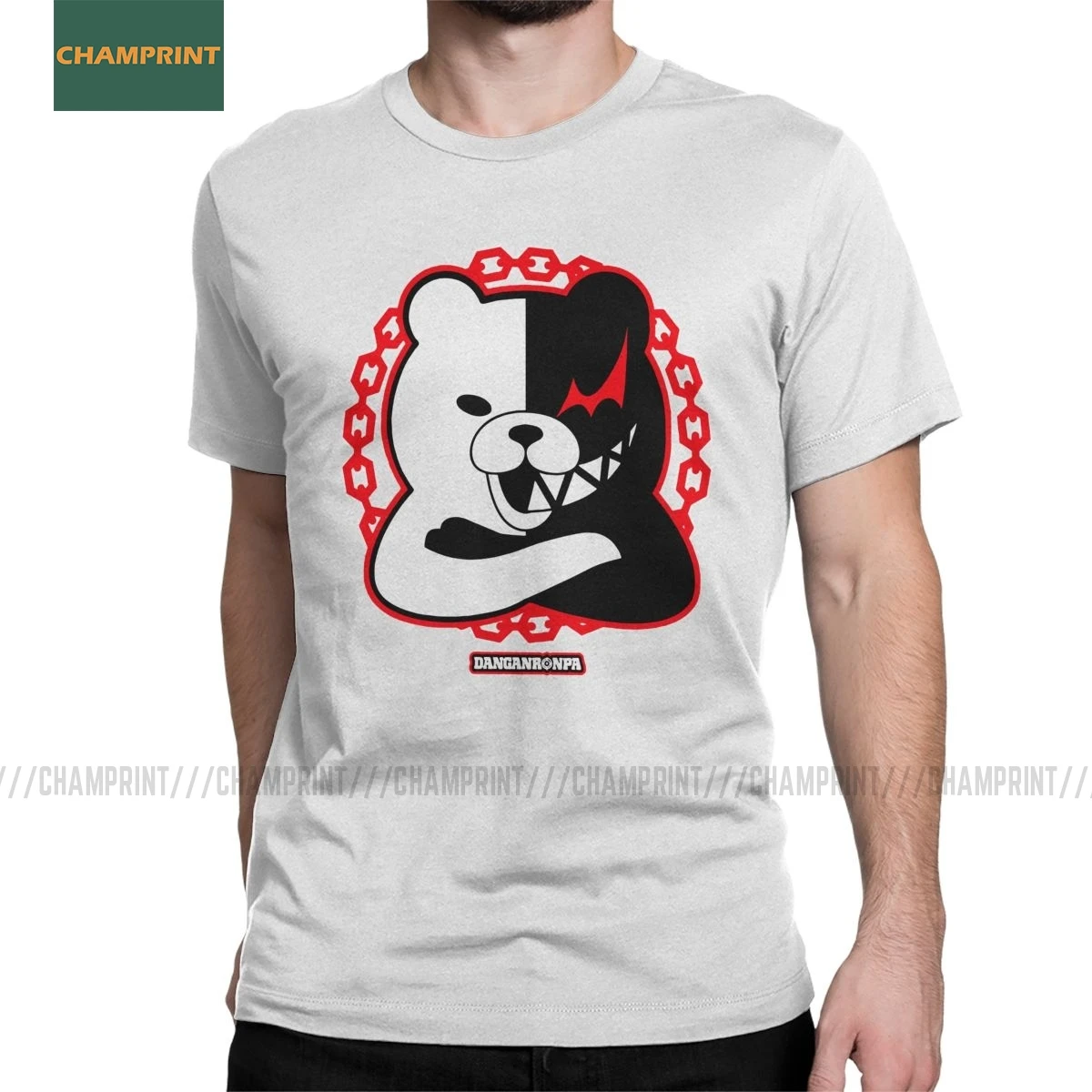Мужские футболки с принтом Monokuma Chain Dangan Ronpa коротким рукавом из хлопка