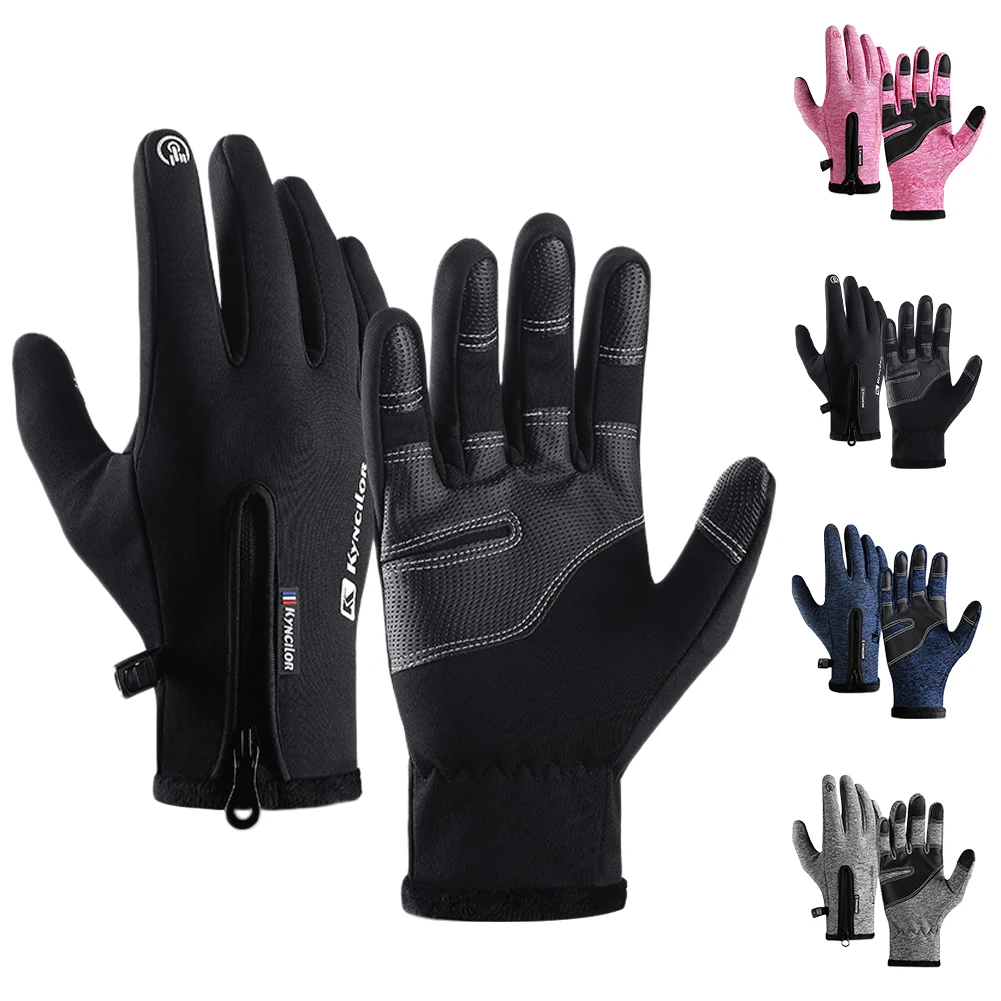 

Outdoor Full Finger Cycling Gloves Men Women Winter Thermal Plush Gloves Waterproof Touchscreen Full Finger Padded Accessories