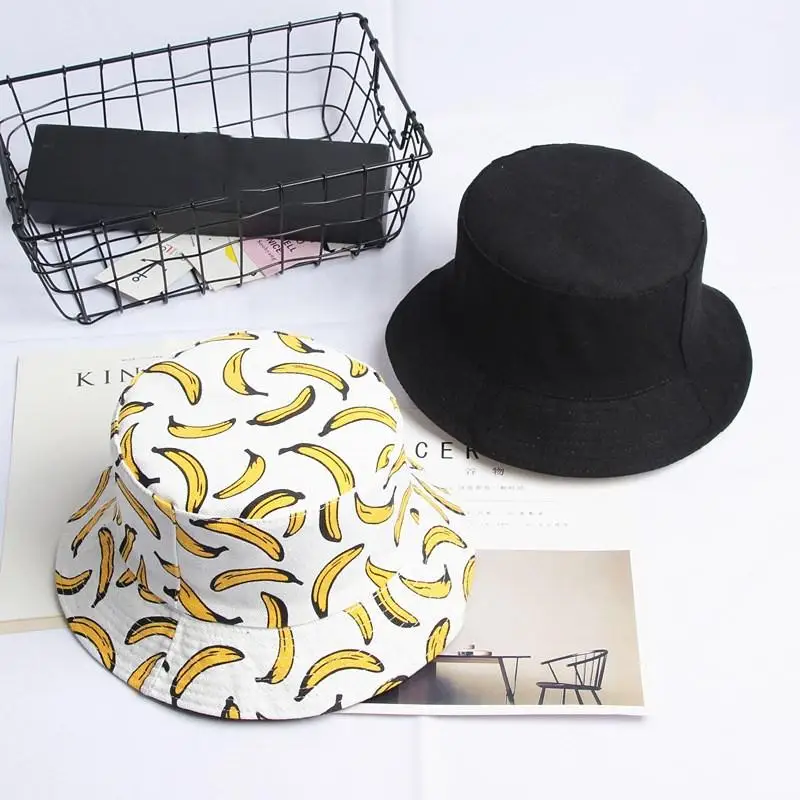 

2020 Banana Fruit Print Bucket Hat Fisherman Hat Outdoor Travel Hat Sun Cap Hats for Men and Women 269
