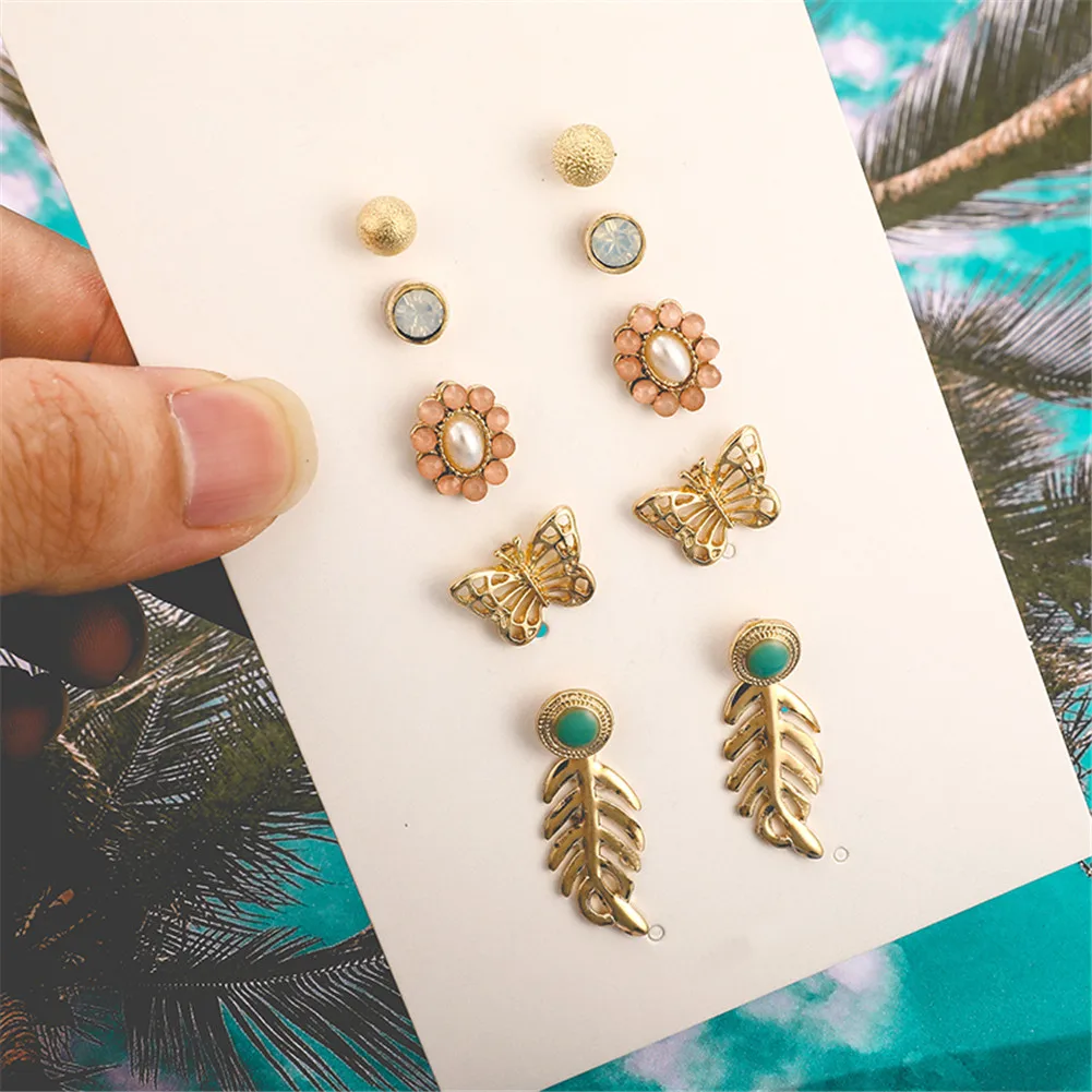 6 пар/комплект женские серьги-гвоздики с жемчугом | Украшения и аксессуары