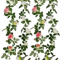 artificial rose vine fake flower garland hanging rose ivy for wedding arch garden background floral decor