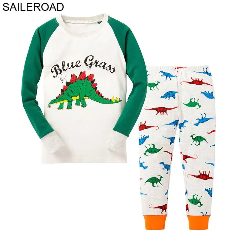 Dinosaur 12 P031sets SAILEROAD Мультфильм Динозавр Мальчик Пижамы Костюмы Осень Зима Ночной Костюм Хлопок детская Пижама Пижамы Детские Пижамы - Цвет: Dinosaur 12 P031sets