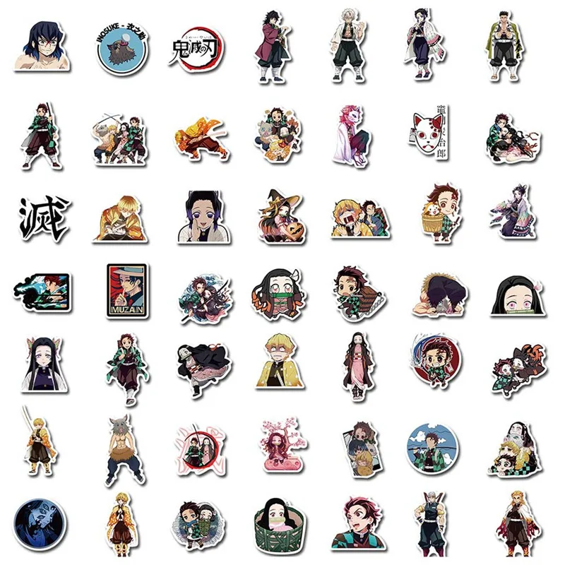 

Japan Anime Kimetsu No Yaiba Stickers For Car Laptop Guitar Skateboard Demon Blade Slayer Sticker Decor Stationery 100pcs