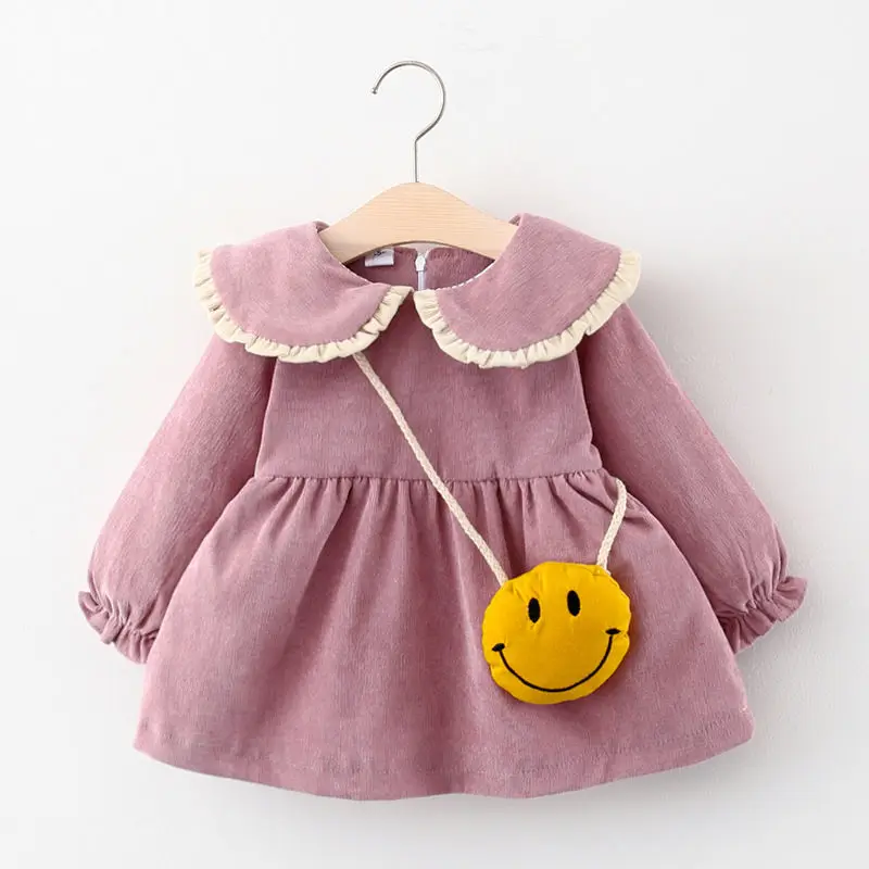 

Fancy Childhood 3 6 12 18 24 Months Baby Fall Clothes for Kids Girls Fashion Thick Cotton Toddler Girl Winter Dresses with Bag