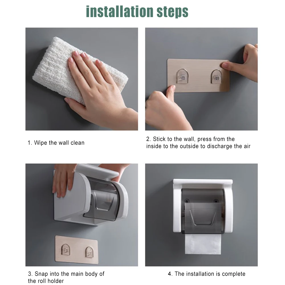 

1PC Roll Paper Holder Multifunctional Wall Mounted Punch Free Paper Organizer Tissue Box Storage Rack for Bathroom Kitchen