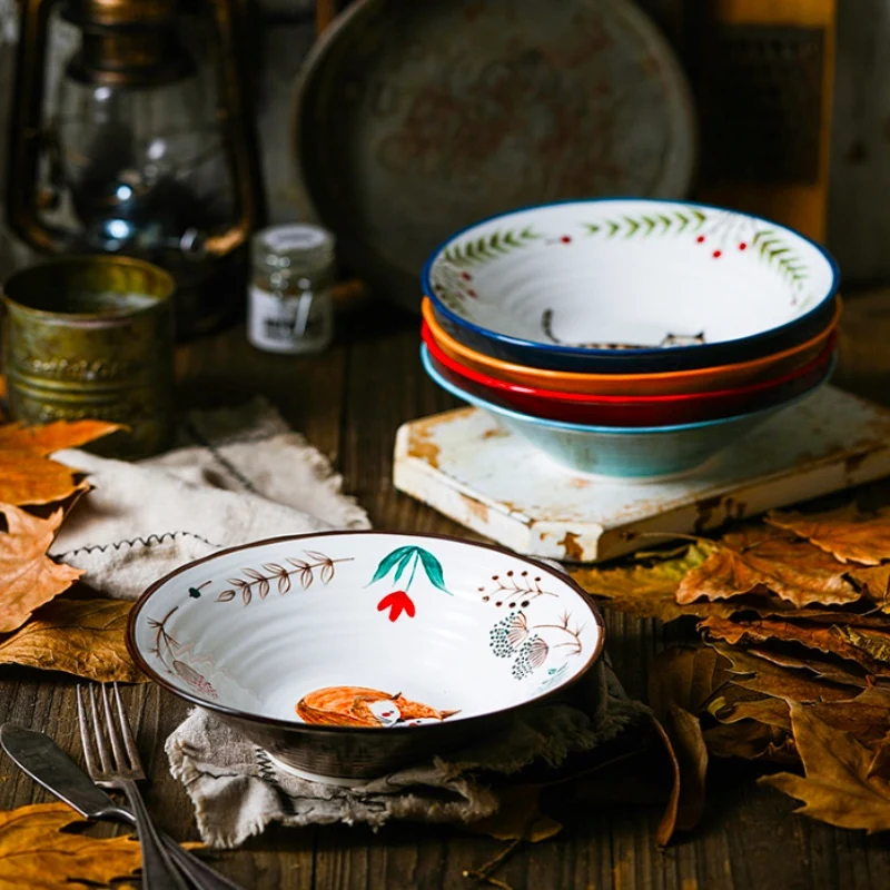 Мультяшная керамическая миска для салата кошачий Завтрак хлопья фруктовая