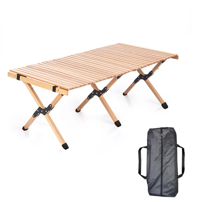 

Outdoor egg roll table portable folding table camping home self-driving tour solid 120cm wood beech barbecue picnic table OME