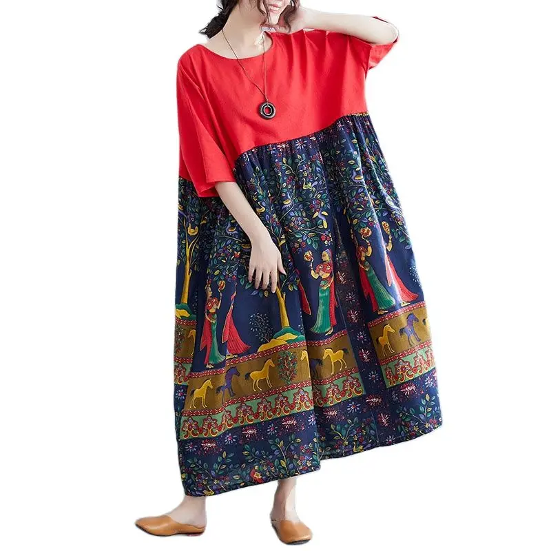 ARCSINX размера плюс женское платье 4XL 5XL 6XL 7XL 8XL с коротким рукавом принтом сарафан