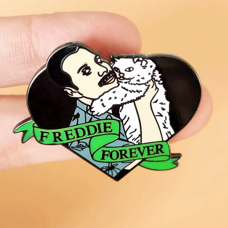 Freddie Forever с котом искусственная куртка отворот жесткие металлические булавки