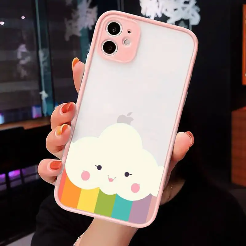 

rainbow cloud cute Cartoon corlorful Phone Cases matte transparent For iphone 7 8 11 12 plus mini x xs xr pro max cover