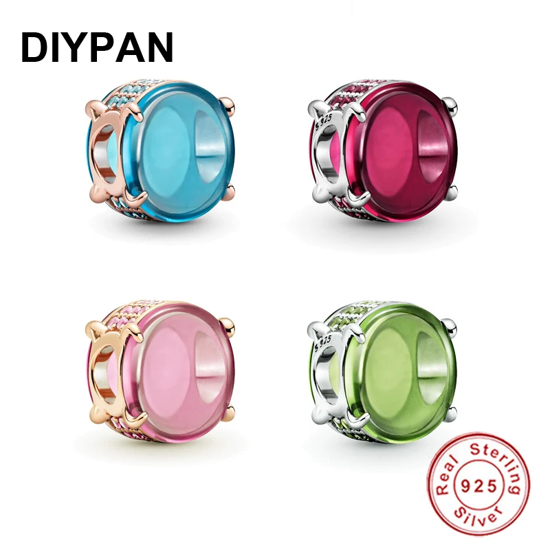 

925 Sterling Silver Oval Cabochon Charm Fit Pandora Original Bracelet Charm Silver 925 Pendant Beads Bangle DIY Jewelry Berloque