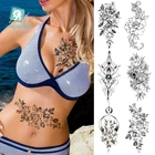 Rocooart черно-белые розы переводные наклейки на татуировку для женщин ювелирные изделия грудь талия Искусство Временные татуировки флэш-тату