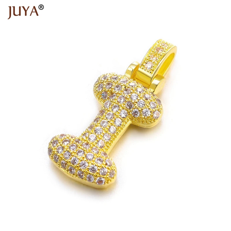 Juya Роскошные AAA циркониевые Стразы буквы 26 алфавит DIY начальный Шарм для женские ювелирные изделия, кулон аксессуары для изготовления