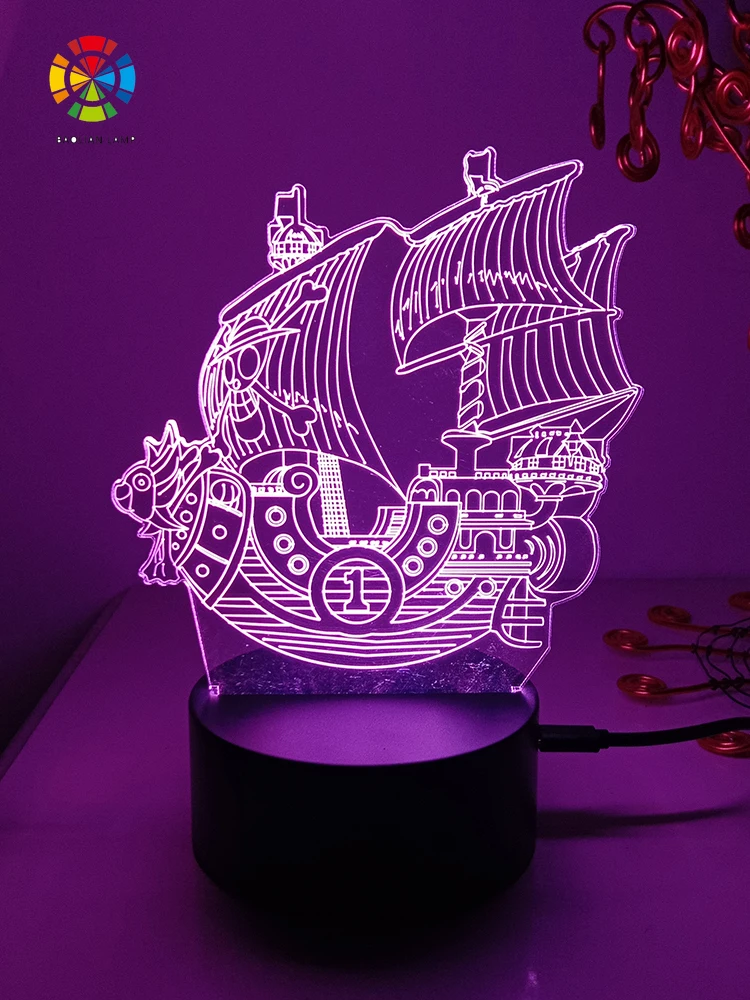 One piece Pirate Ship 3d led lamp for bedroom manga night lights anime figure room decor lampara de noche dormitorio luces | Лампы и