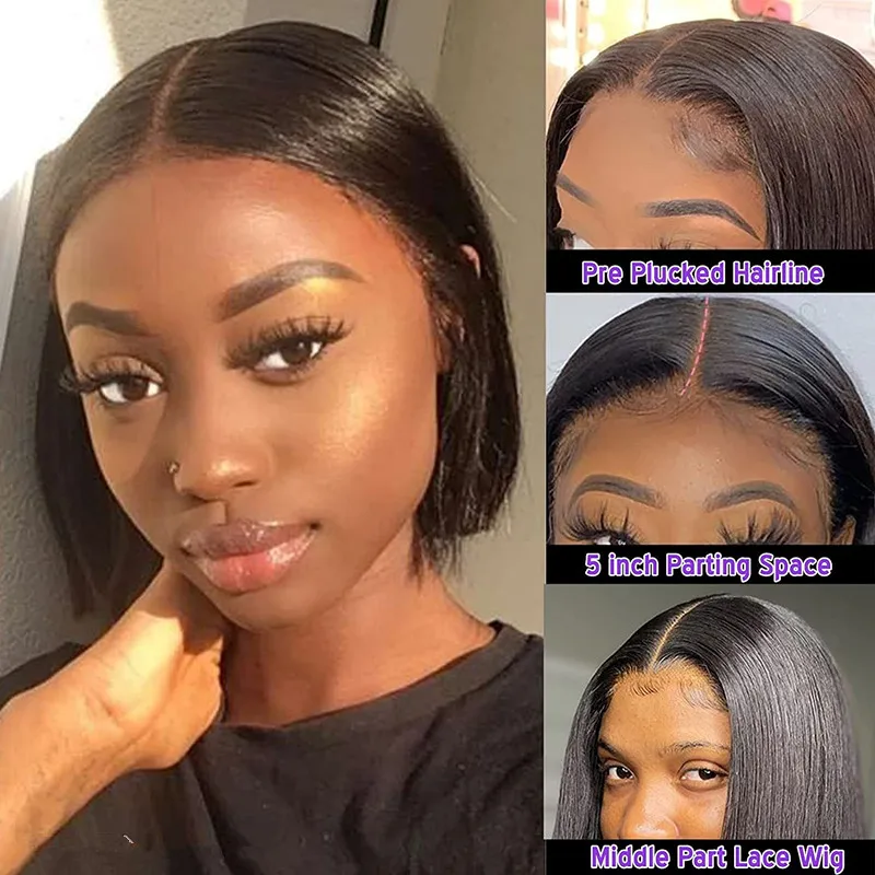 Bob Wigs Lace Human Hair Wigs For Women Brazilian Hair Wigs Pre-plucked 13x5x1 Lace Frontal Wig Natural Hairline 8-16 Inch