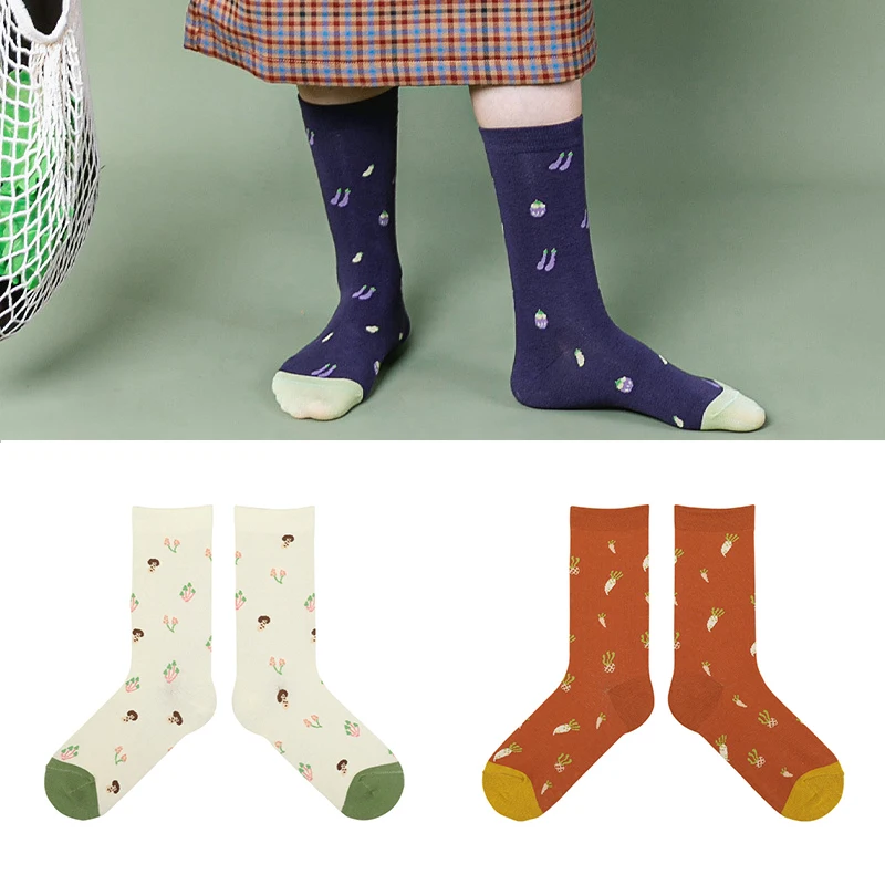 

Vegetable Illustration Cartoon Korean Version Japanese Small Fresh Cotton Socks Female Autumn and Winter New Tube Socks