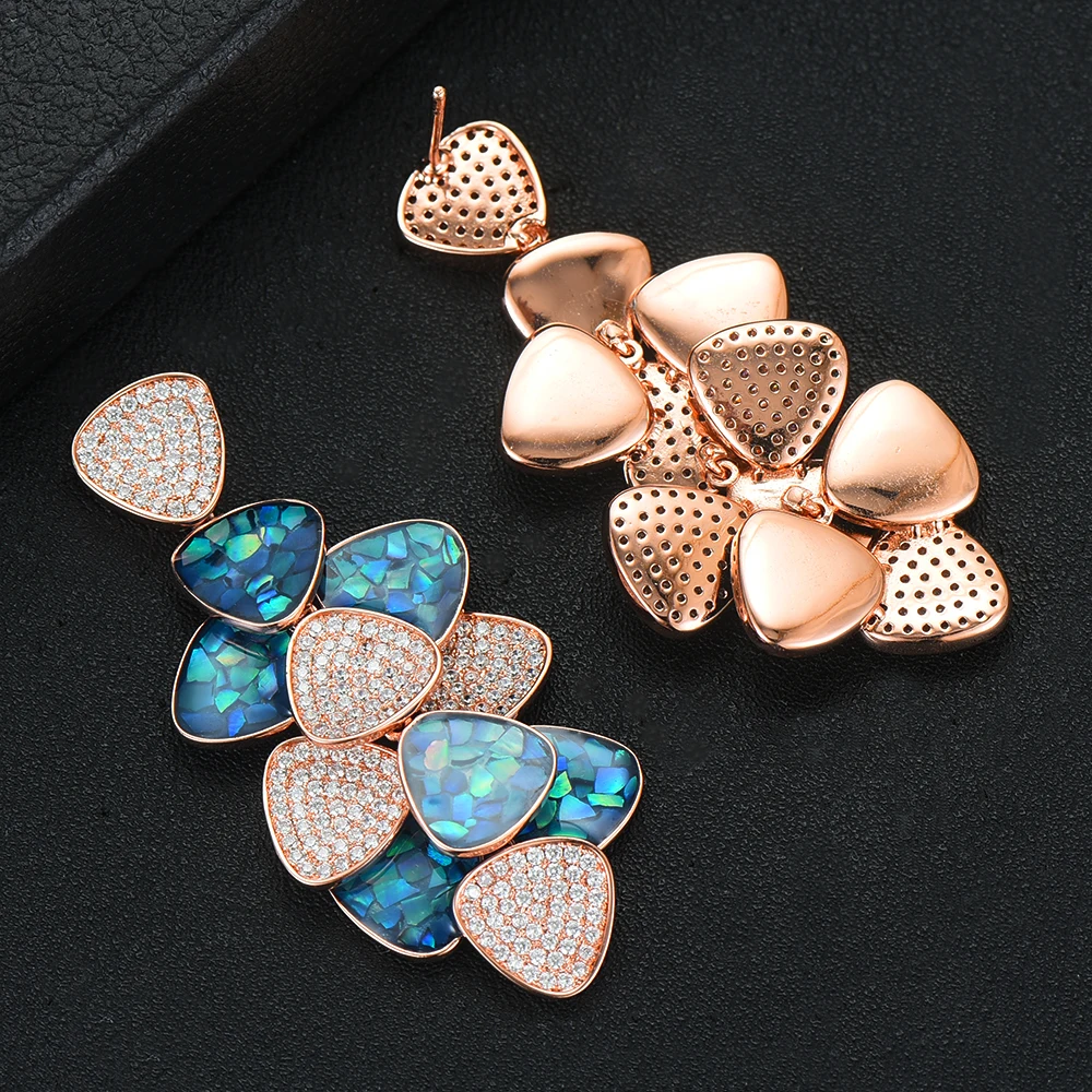 GODKI Jimbora Luxury Opal Leaf Pendant Drop Earrings for Bridal Wedding Party Show Women Girl Daily Fashion Jewelry | Украшения и