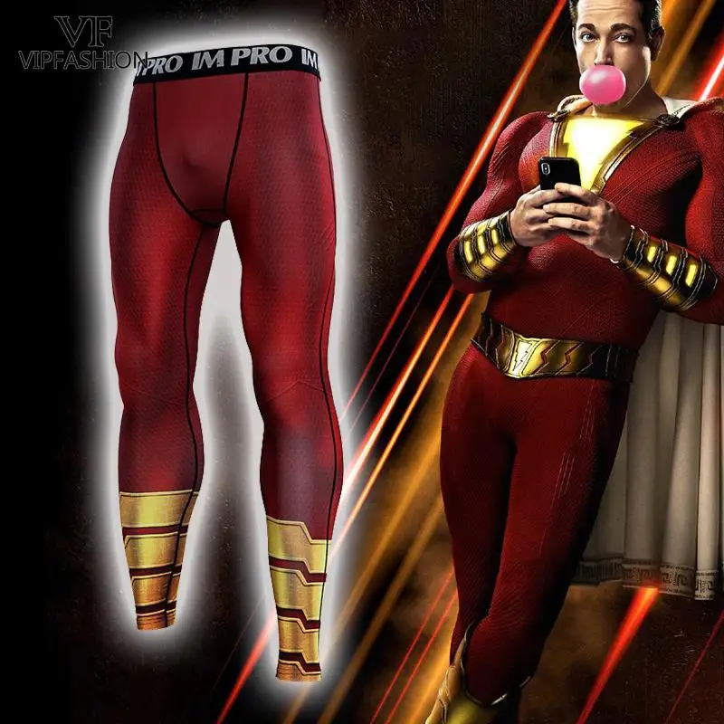 VIP модная мужская одежда Shazam 3D печатный рисунок компрессионные черные Adam тренировочные леггинсы мужские фитнес обтягивающие леггинсы брюки