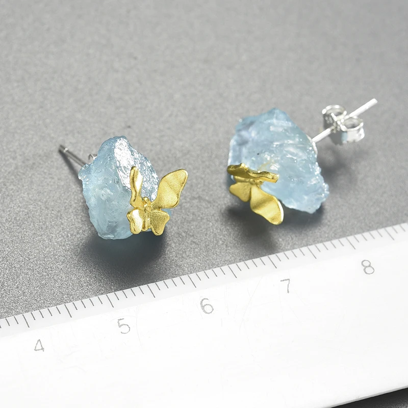 Женские серьги-гвоздики в виде бабочки Lotus Fun серьги из серебра 925 пробы с камнями