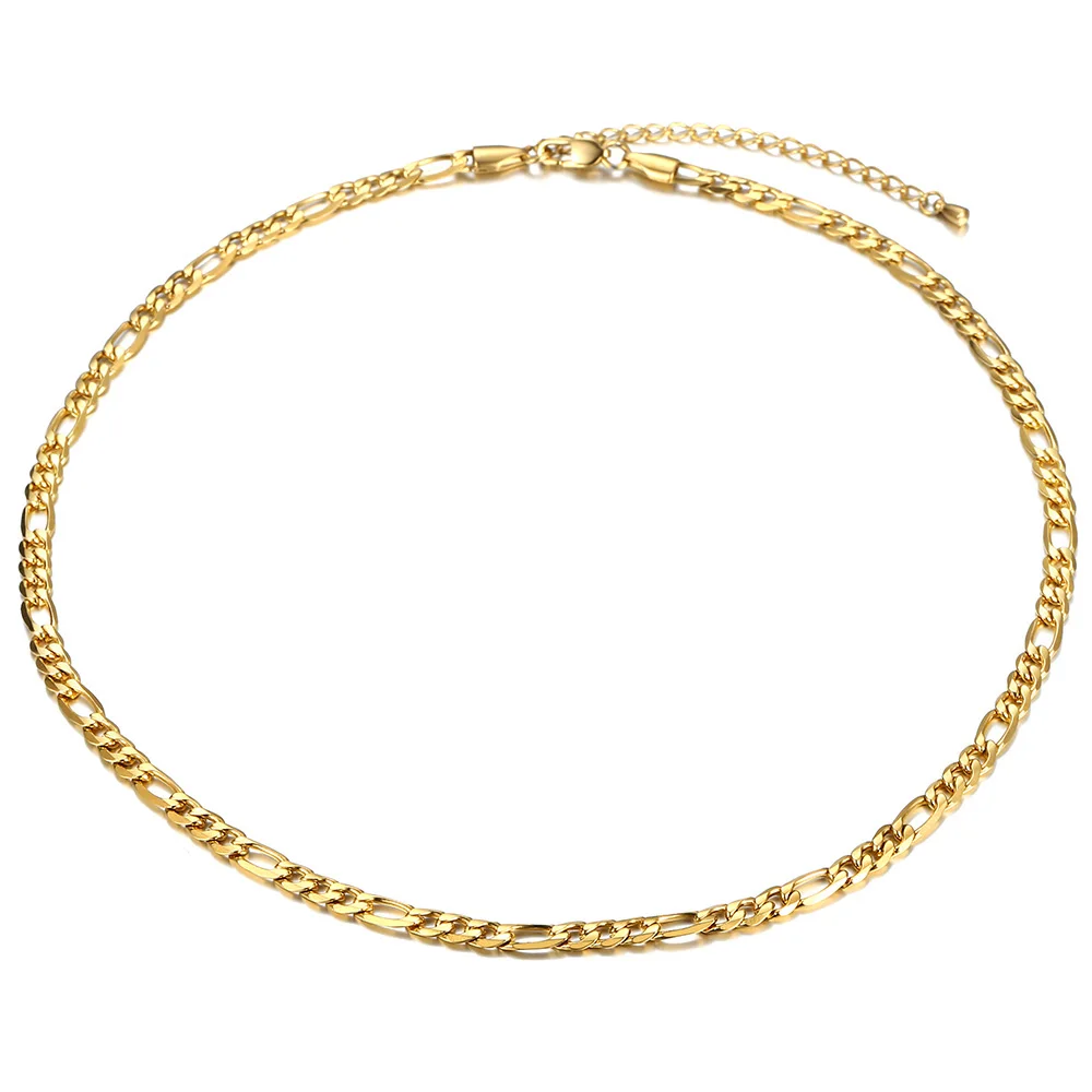 5 мм золотая цепочка из нержавеющей стали колье ожерелье для мужчин и женщин Figaro 18
