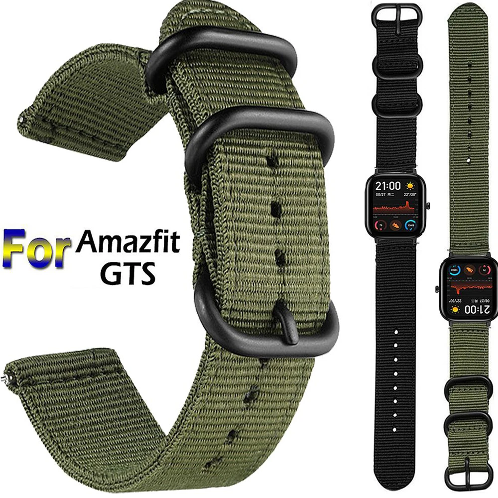 Ремешок нейлоновый для смарт часов Xiaomi Huami Amazfit GTS/GTS 2 Mini 42 мм 47 мм|Смарт-аксессуары|