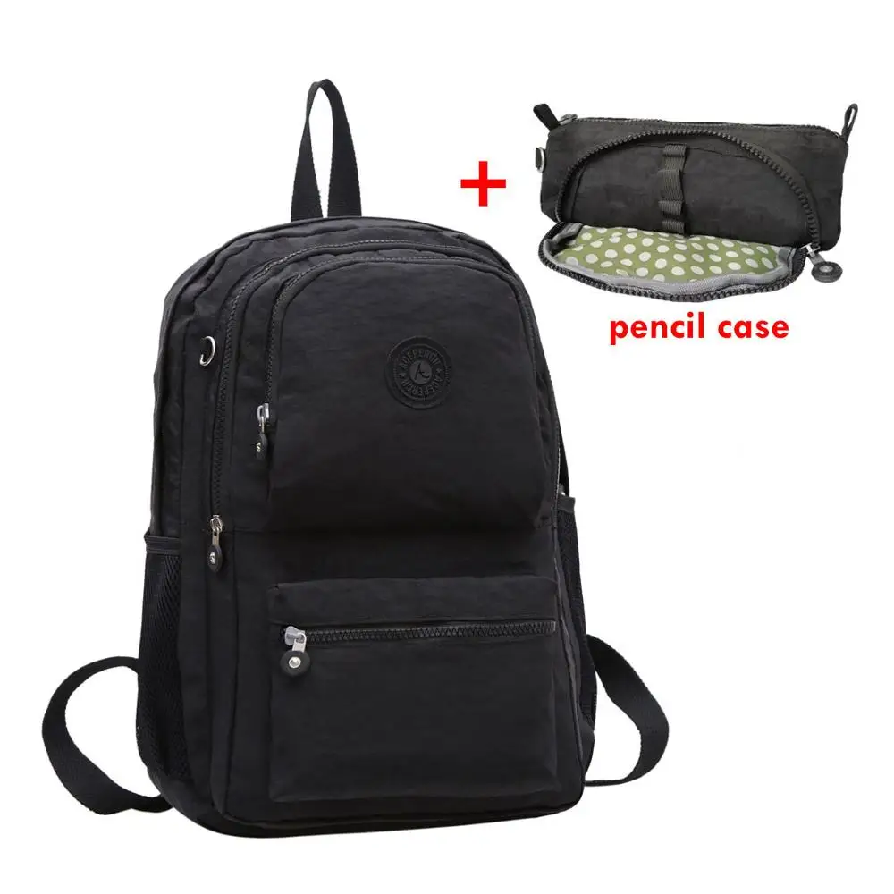 2 pieces Black ACEPERCH Повседневный школьный рюкзак Bolsa для девочек-подростков водонепроницаемый нейлоновый ноутбук Mochila Escolar с брелком - Цвет: 2 pieces Black