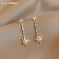 classic octagon long fringe luxury zircon earrings are an unusual accessory gift for women with fine jewelry for girls