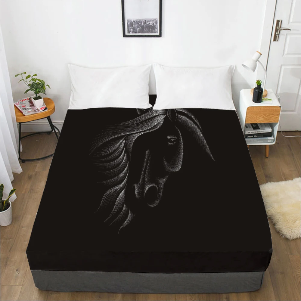 Mattress Cover Fitted Sheet With Elastic Band Bed Sheets Bedding Linens Queen King Size Bedsheet 90/150/160X200CM Black Owl | Дом и сад