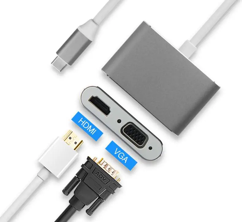 Переходная док-станция USB C к HDMI VGA Type-C для MacBook Pro/Air разветвитель 3 0 с несколькими