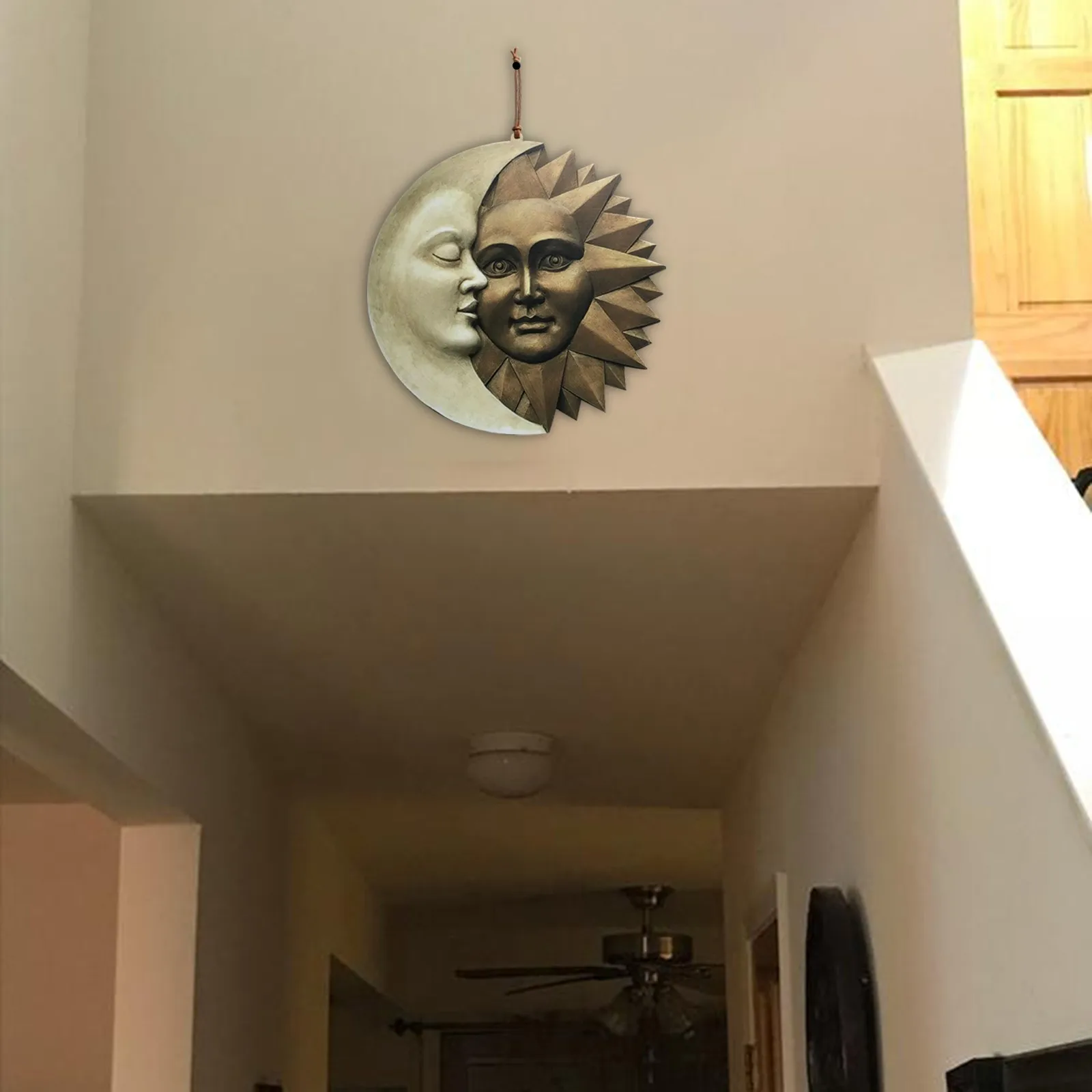 

40# Sun And Moon Wall Sculpture Celestial Icons Of Astronomy Garden Decoration Outdoor Sun Catcher Vintage Home Decor Ornament