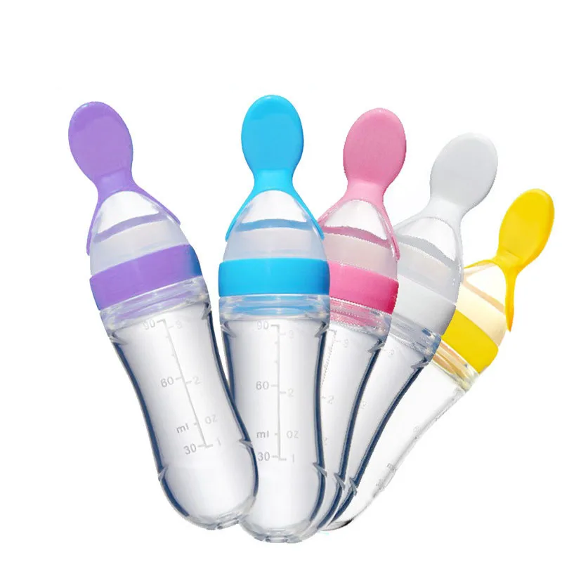 

Newborn Baby Spoon For Feeding Silicone Dropper Tableware Bottle Spoon Food Supplement Rice Cereal Infant Products
