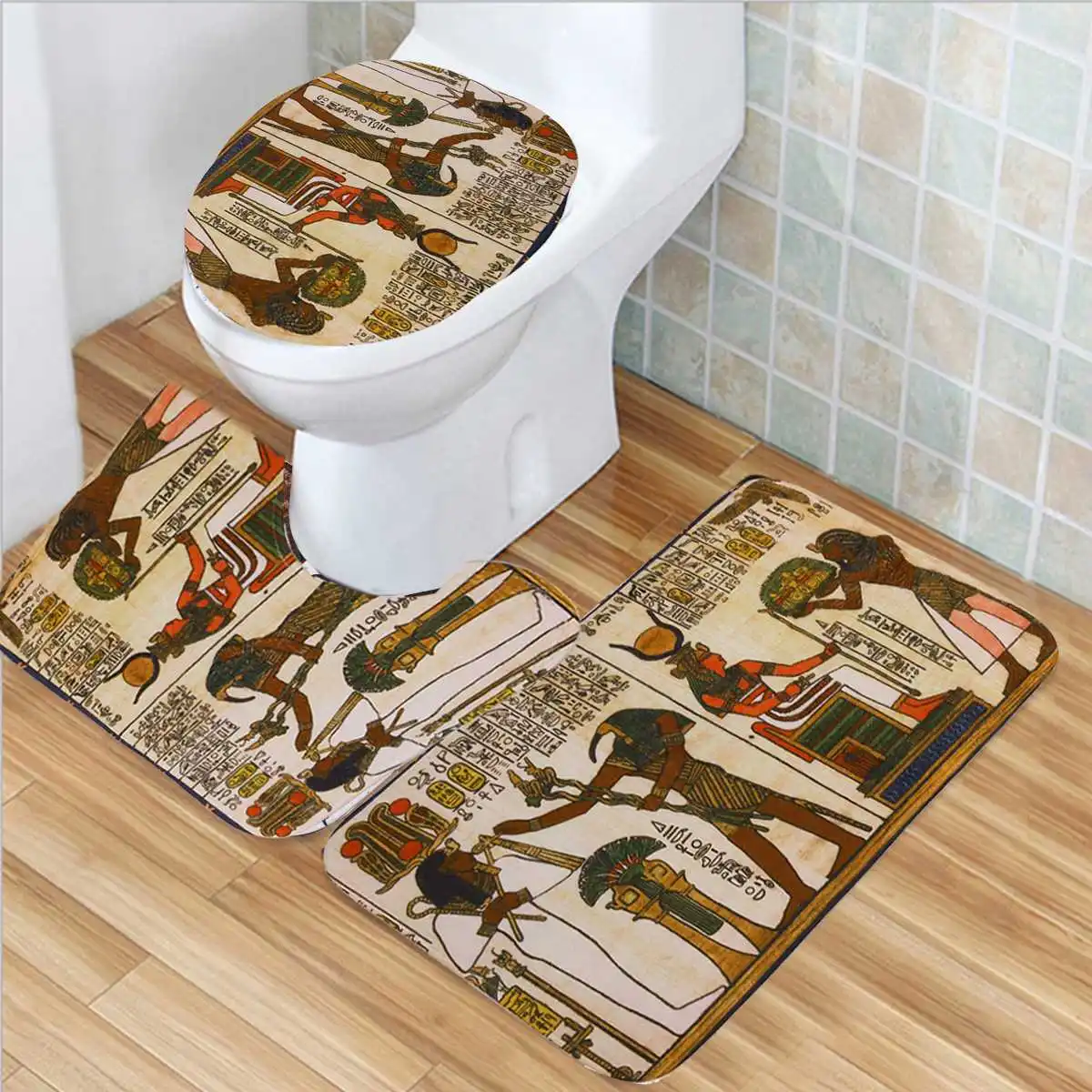 Этнический гобелен с античной египетской печатью занавески для душа в ванной