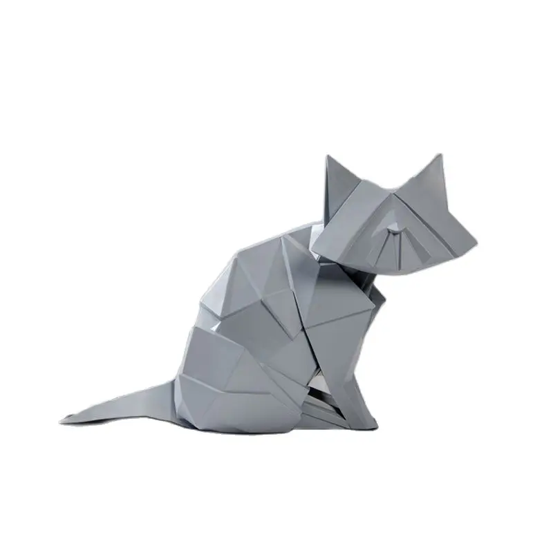 

Светильник Роскошная Геометрическая Механическая Современная Скульптура в виде кошки, креативное минималистичное украшение для телевизо...