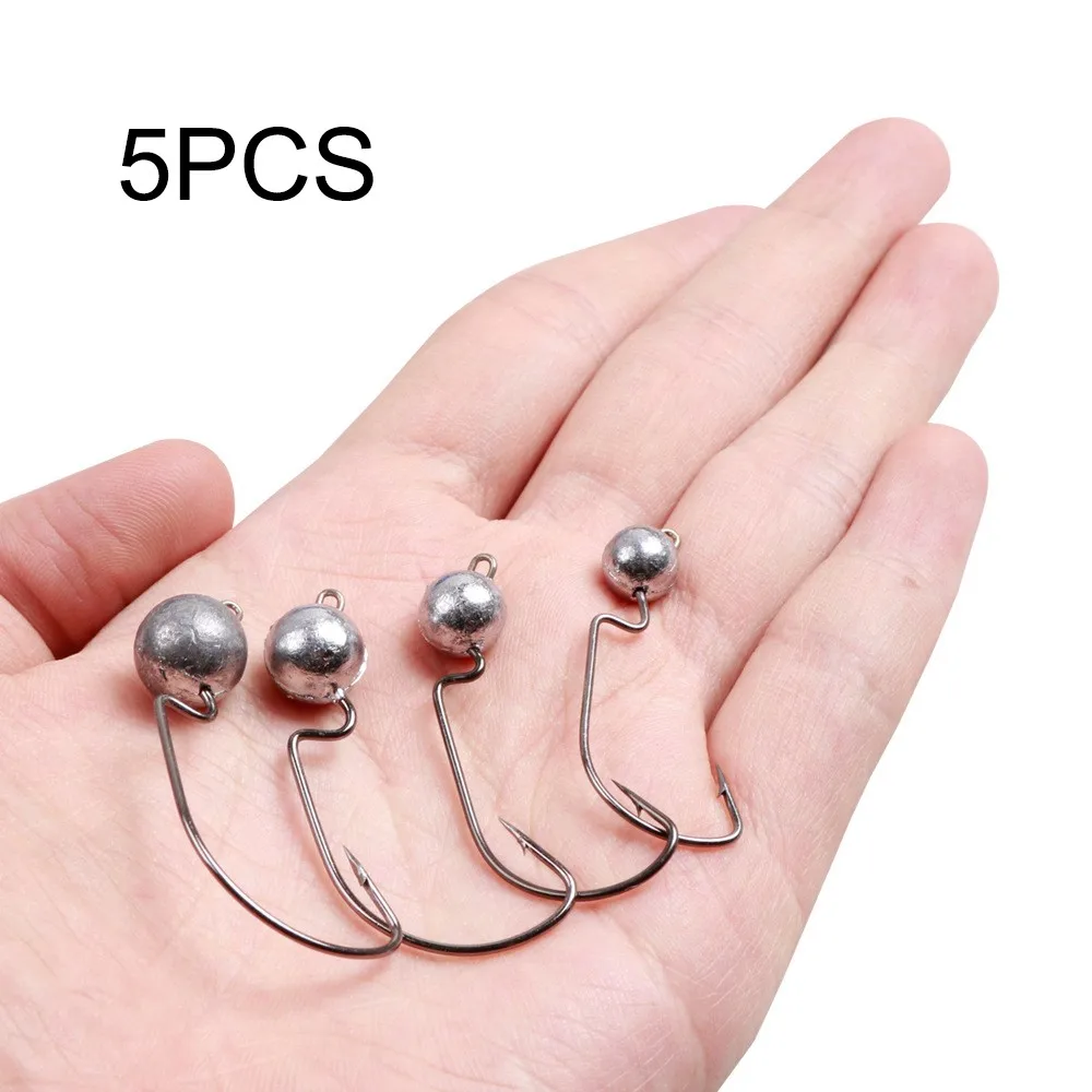

5Pcs Fishing Weights Exposed Jig Head 3.5g 5g 7g 10g Head Hook Jig Baits Wide Crank Offset Fishing Hooks Jigging For Soft Lures
