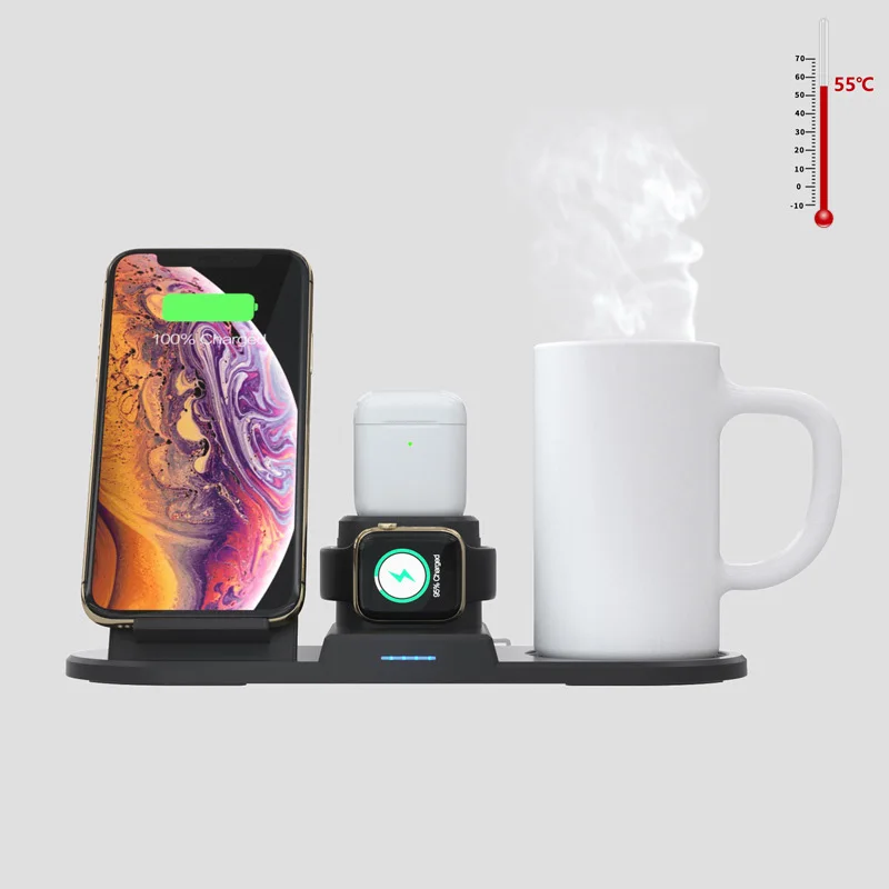 15 Вт QI Беспроводное зарядное устройство для iPhone 11pro air pods Быстрая зарядка для iWatch Apple Watch термостатическая 55 °C умная кофейная кружка