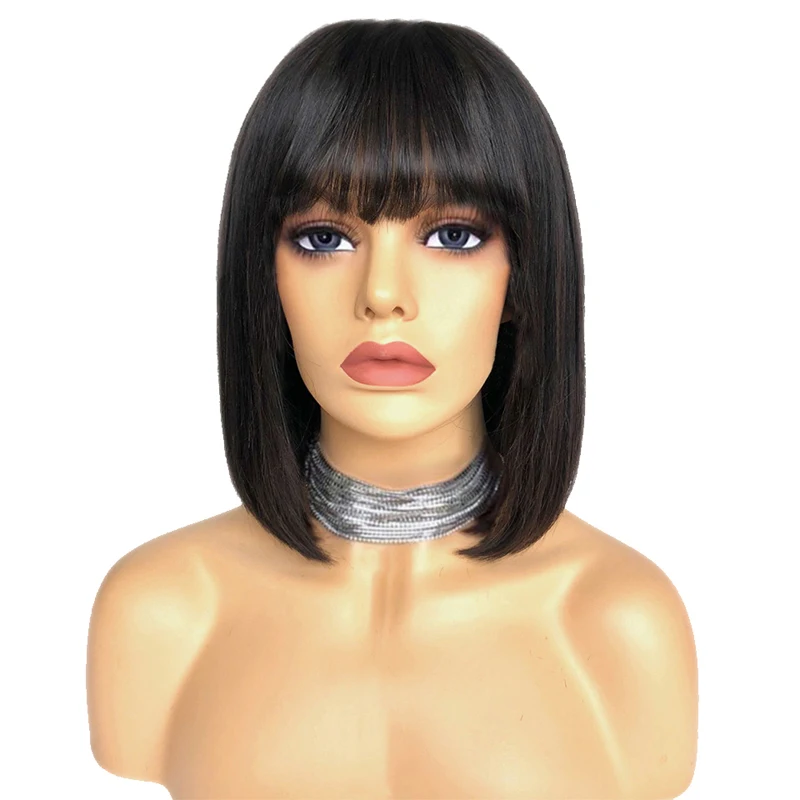 

Short Bob Wigs Synthetic Hair Wigs 8 10 12 14 16 18inch None Lace Bob Wigs With Bangs For Black Women