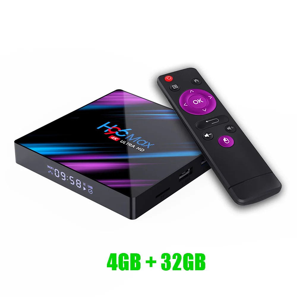 4GB32GB H96 MAX android 9,0 smart tv box 4G ram 64GB rom RK3318 H.265 телеприставка 4K HD 2,4G/5,8G wifi BT 4,0 android tv box VS X96 mini - Цвет: 4GB32GB
